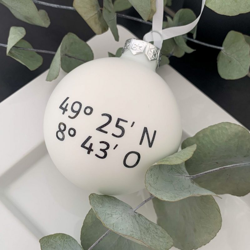 Weihnachtskugel Koordinaten personalisiert