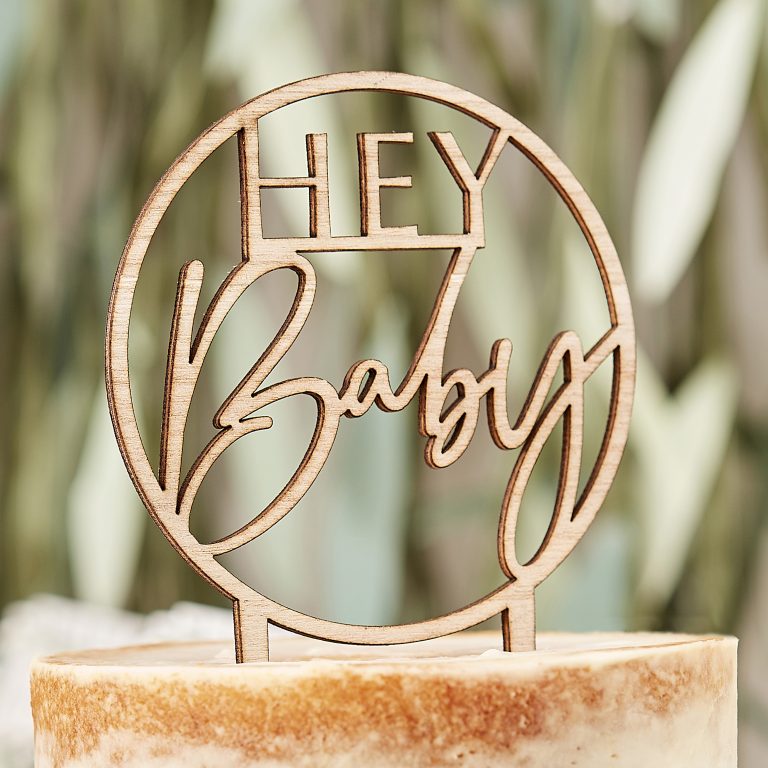 Caketopper Hey Baby Holz