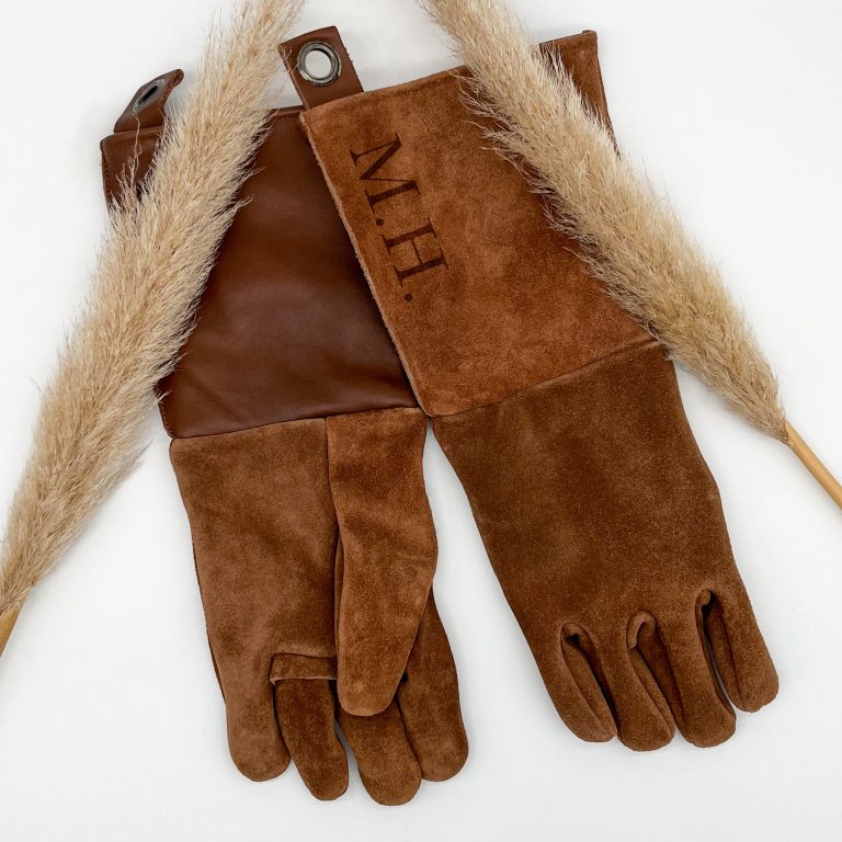 Personalisierter Grillhandschuh Leder mit Initial