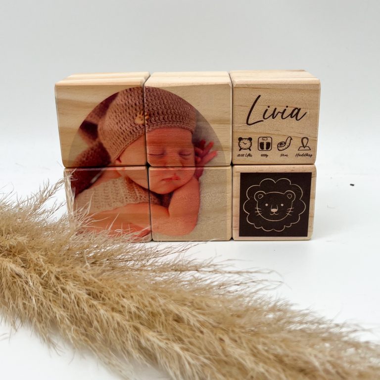 Personalisierte Holzwürfel - Geburtsgeschenk