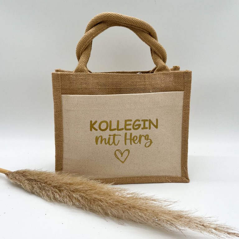 Jutetasche Kollegin mit Herz