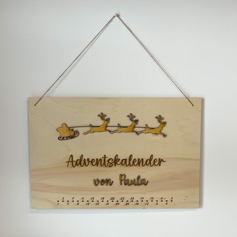 Großer personalisierter Adventskalender aus Holz mit Name