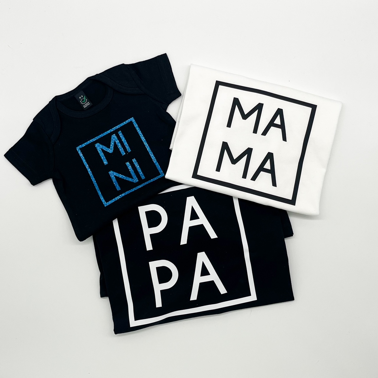 T-Shirt 3er Set Familie "Mama, Papa und Mini"