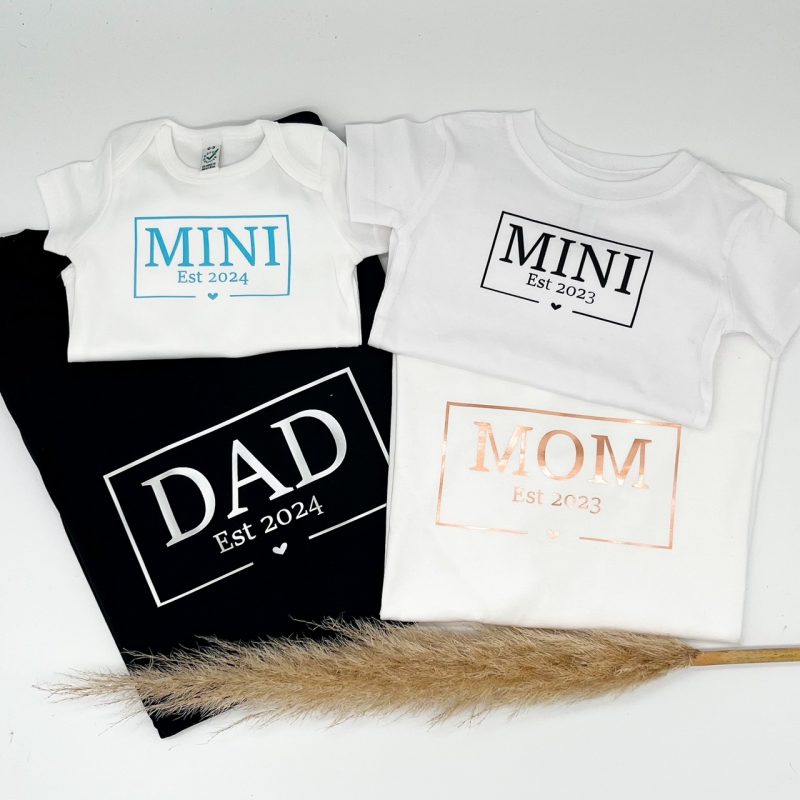T-Shirt 4er Set Familie Jahreszahl