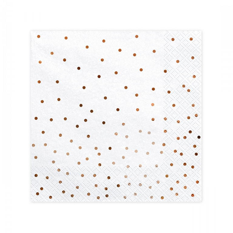 Servietten - Weiß mit roségoldenen Punkten
