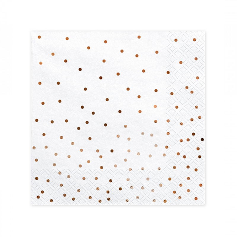 Servietten - Weiß mit roségoldenen Punkten