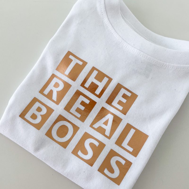 Shirt weiß The Real Boss rosegold