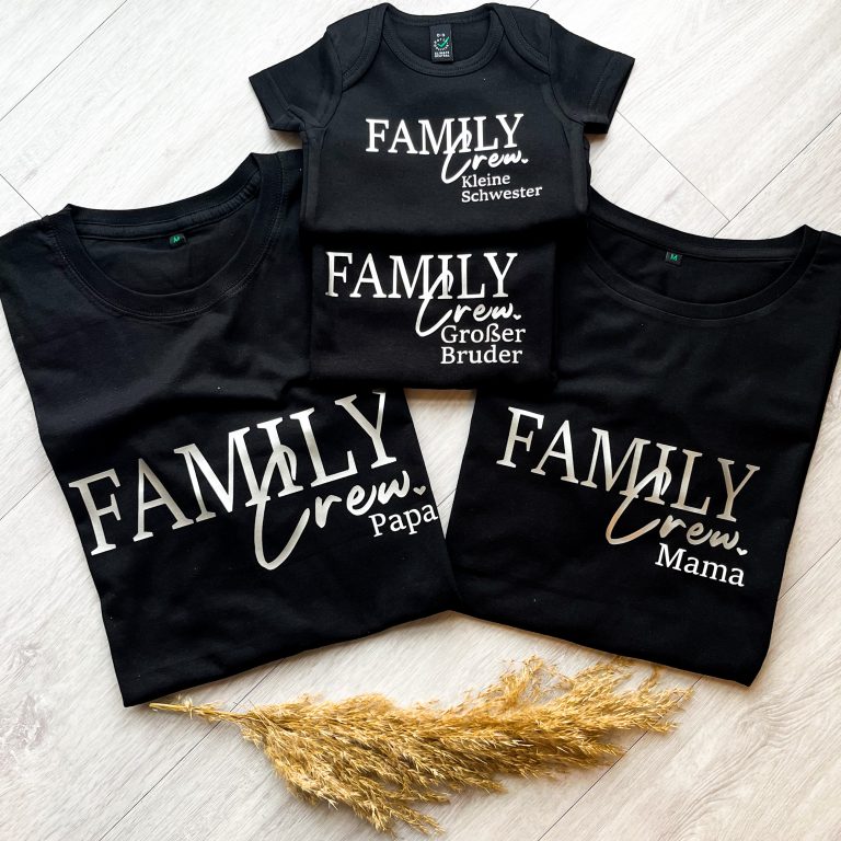 Familienoutfit Family Crew schwarz silber weiß