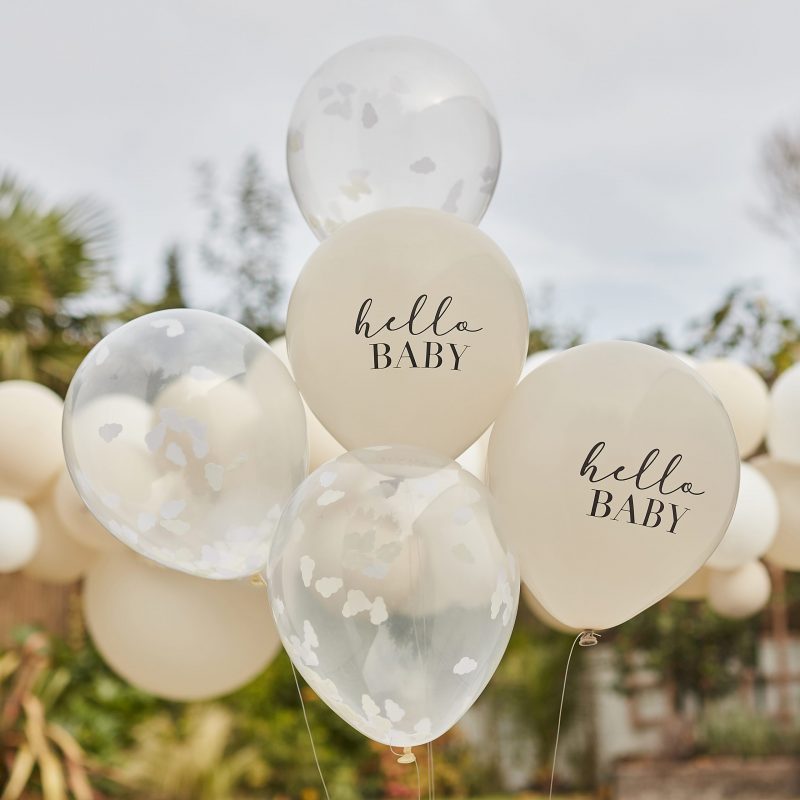 Hello Baby Luftballon Set in Naturfarben