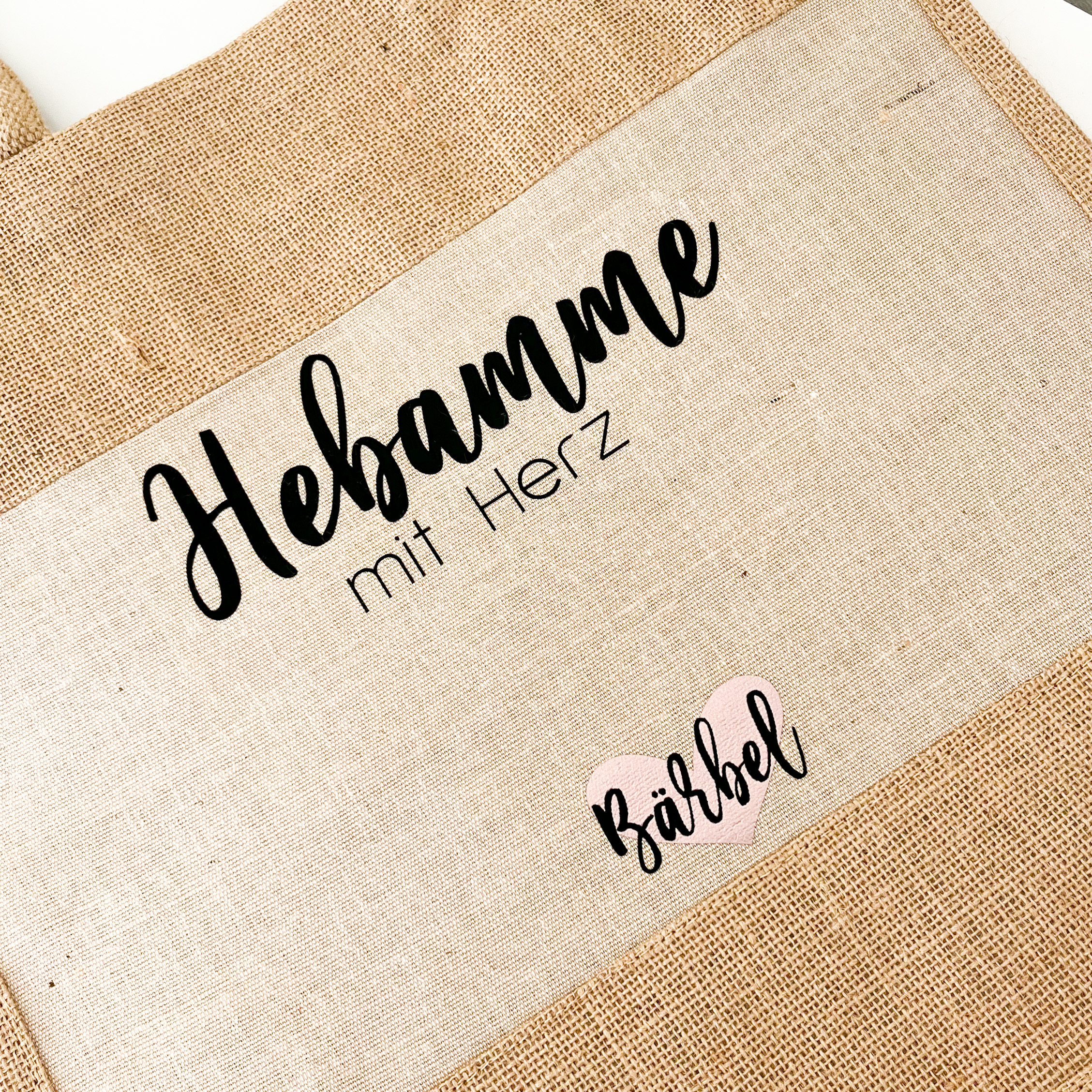 Tasche Hebamme mit Herz personalisiert – Bild 3