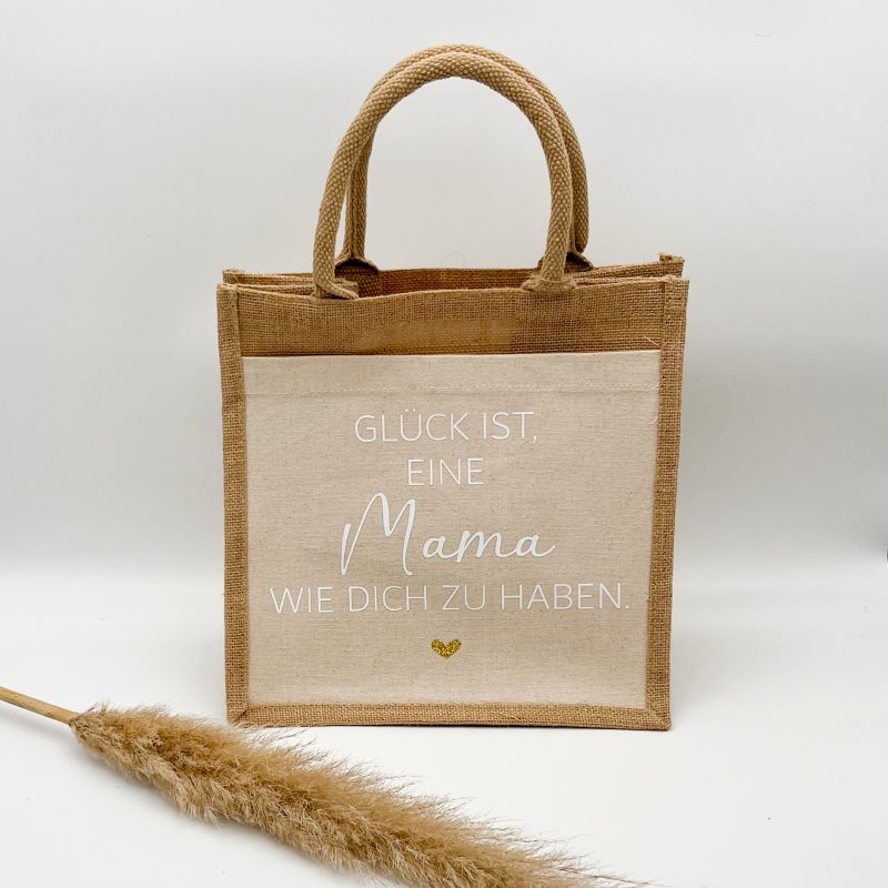 Jutetasche Glück ist eine Mama wie dich zu haben