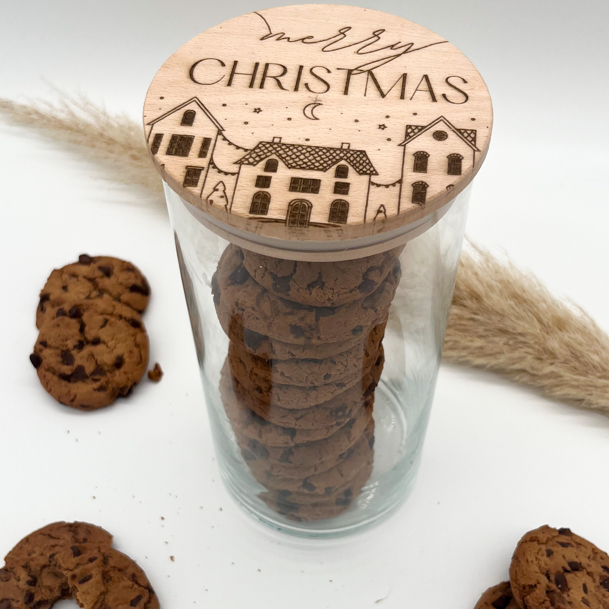 Vorratsglas - Merry Christmas weihnachtliches Hausmotiv – Bild 3