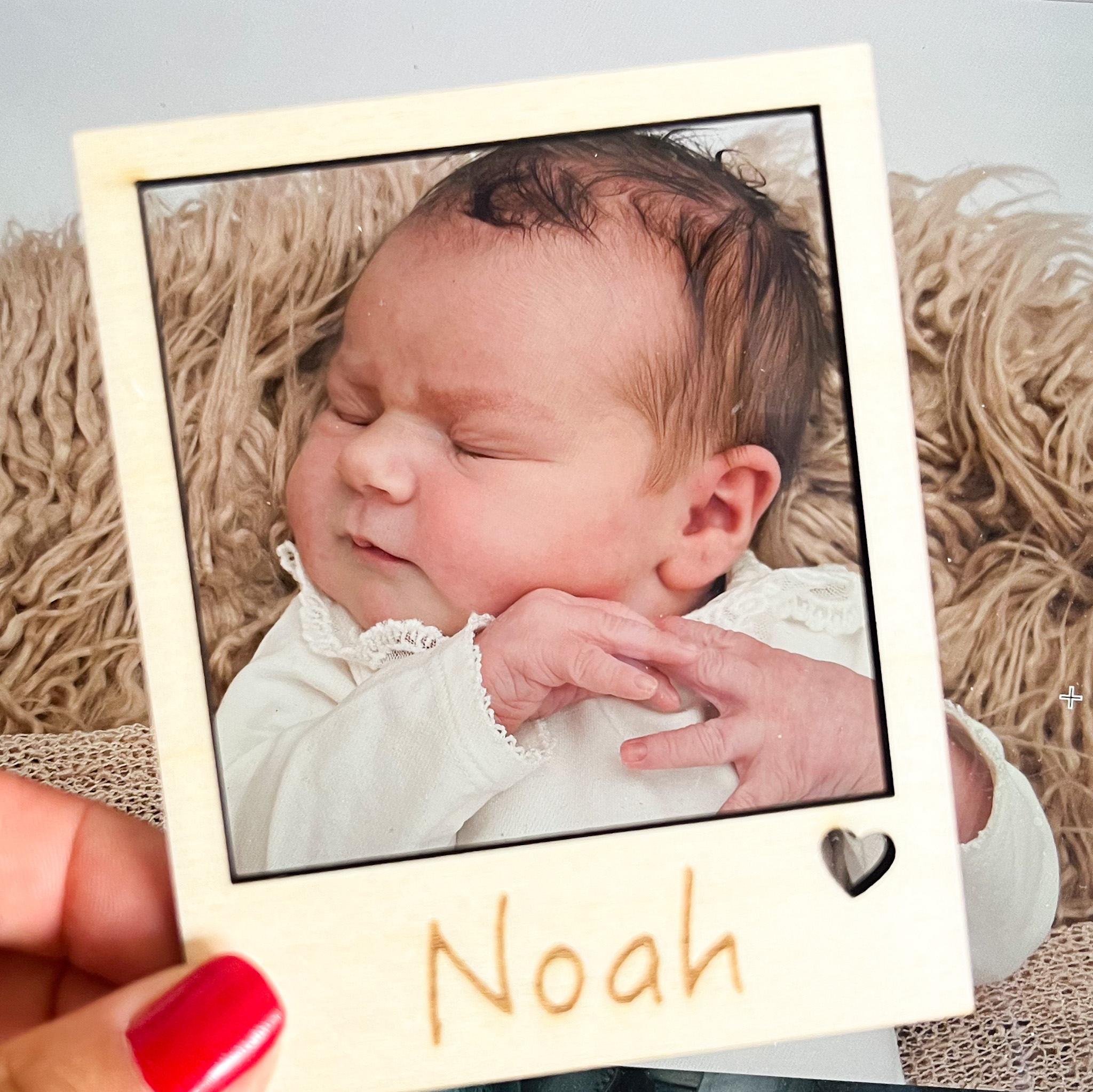 Holz POLAROID Rahmen mit Foto personalisiert.